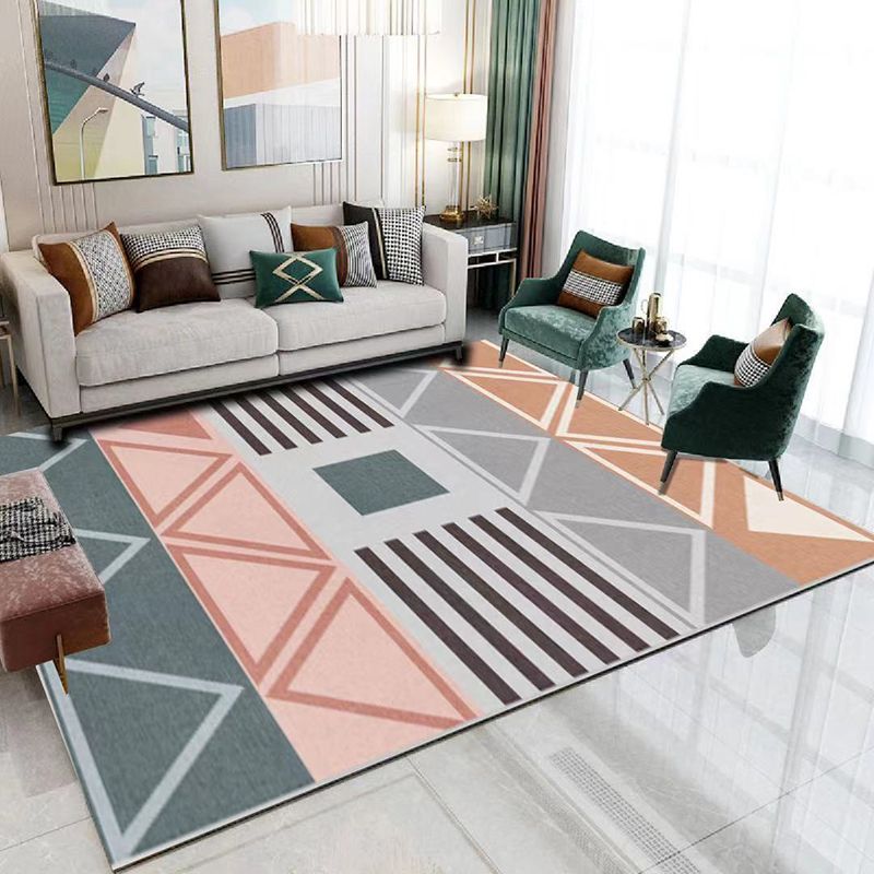 Gray Modern Carpet Polyester Graphic Indoor Carpet Non-Slip Backing Carpet for Home Decor