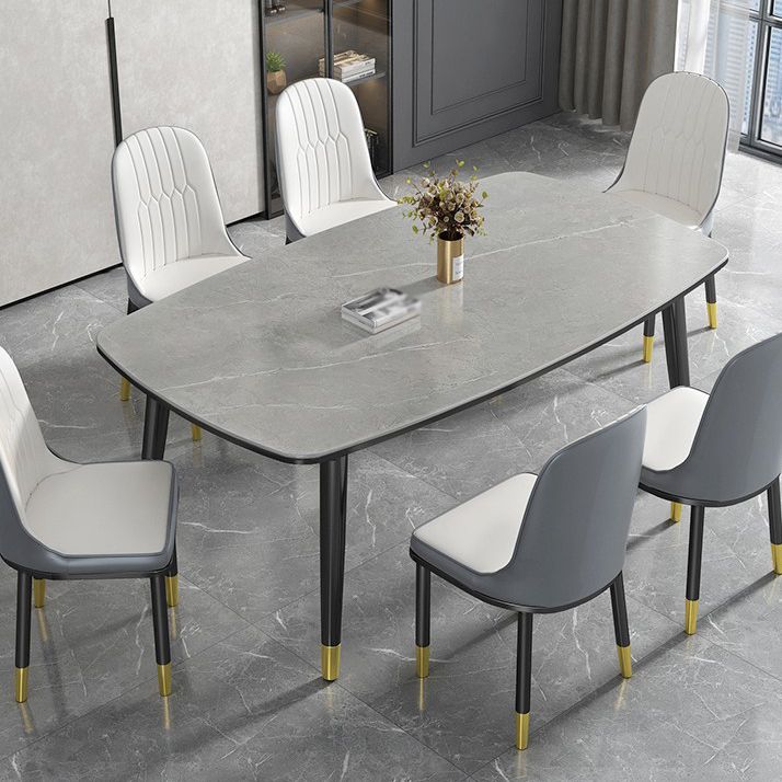 Modern Sintered Stone Top Kitchen Dining Table Rectangle Shape Dining Table with 4 Legs Base