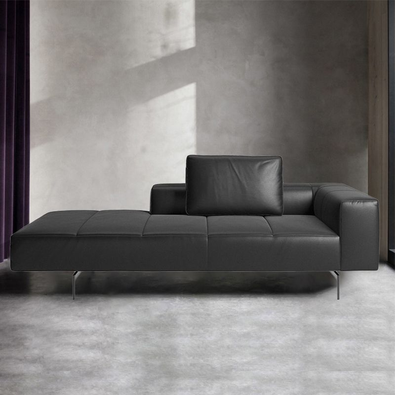 Glam Upholstered Leather Chaise Lounge Couch Metal Chaise Lounge Chair