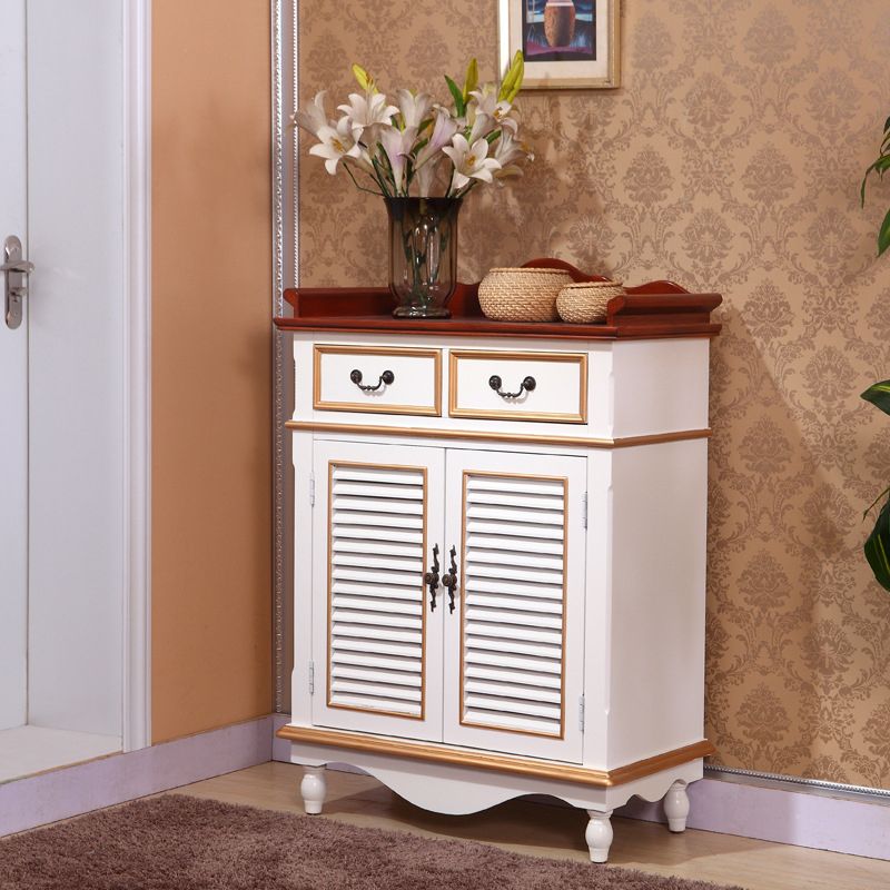Industrial Rectangle Accent Cabinet with Solid Wood Bun Feet