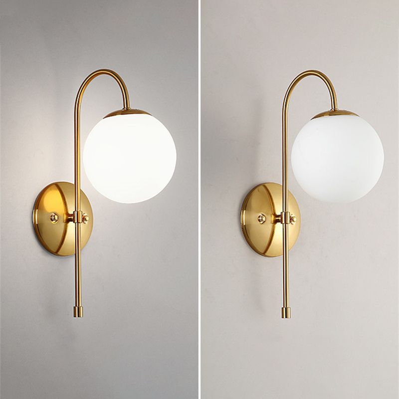 Single Golden Modernism Wall Mounted Sconce Glass Shaded Wall Light for Foyer