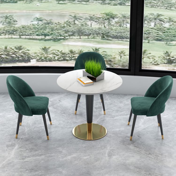 Minimalist Sintered Stone White Dining Table Round Shape Dining Table with Pedestal Base