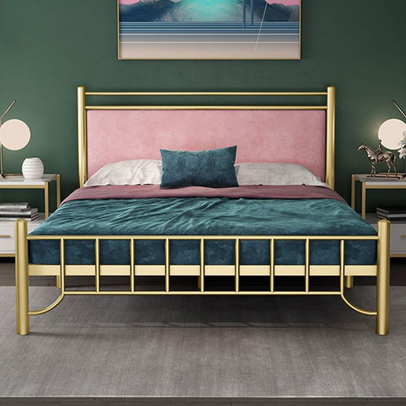 Glam Standard Bed with Rectangular Panel Headboard and Metal Legs Bed