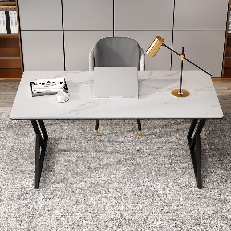 Rectangle Four-Color Dining Table Sintered Stone Table Modern with Double Pedestal
