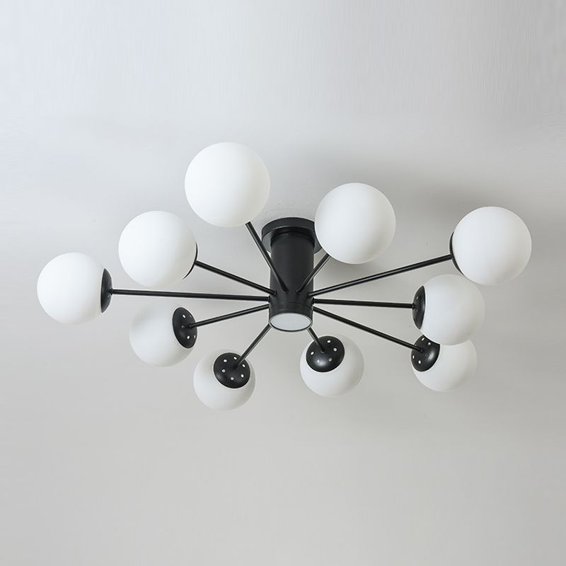 Nordic Ceiling Light Hand-Blown Glass Ball Shaped Semi Flush Mount Spotlight