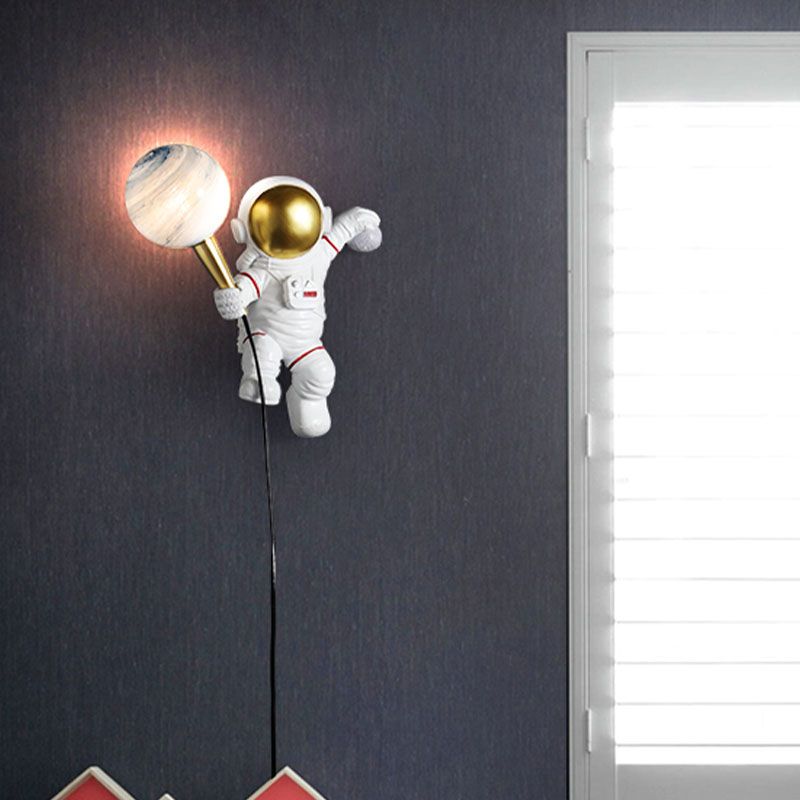 Astronaut Wandleuchten Beleuchtung Kinder Harz 1 Licht Schlafzimmer Wandleuchte mit Ballschatten