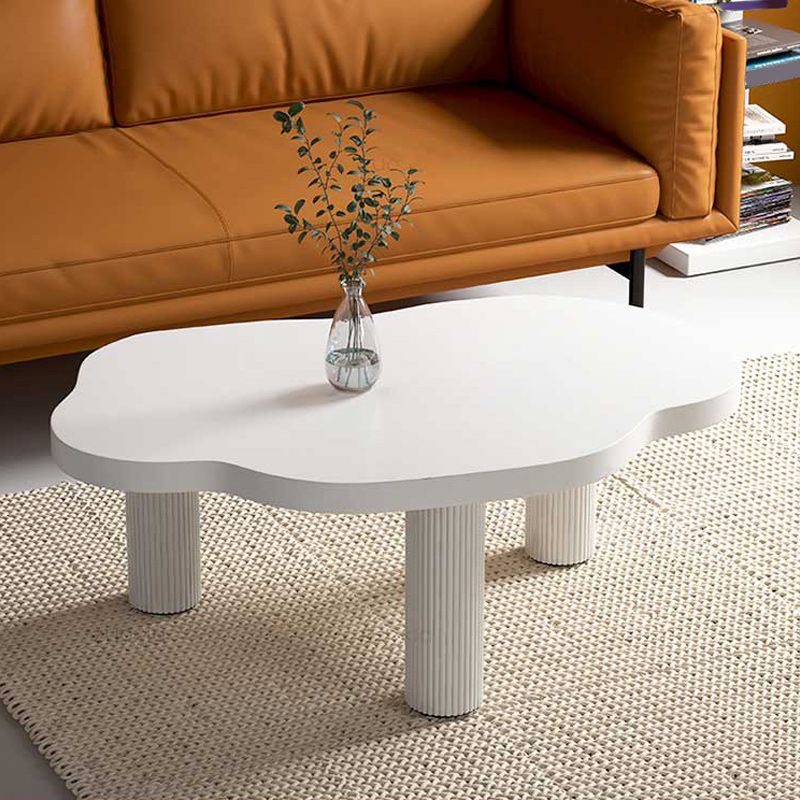 Geometric White Wood Coffee Table 3 Legs Modern Cocktail Table