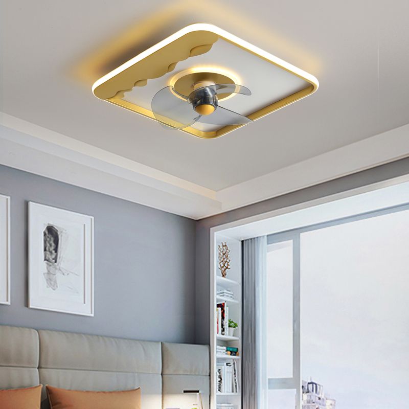 Metal Geometric Ceiling Fan Lights Modern Style 2 Lights Flush Mount Lamp