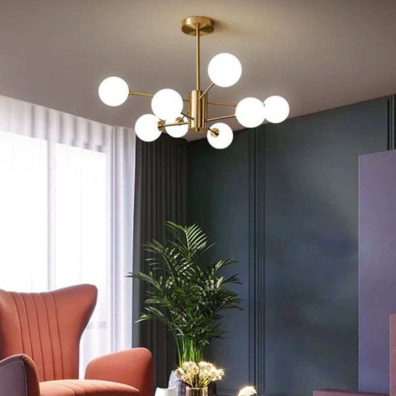 Lustres géométriques contemporains luminaires en verre lustres d'éclairage en or