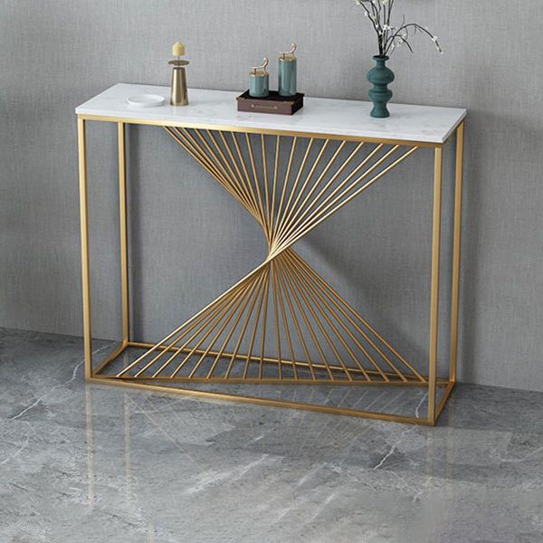 11.81-inch Wide Console Table Glam Marble Accent Table with 1 Shelf