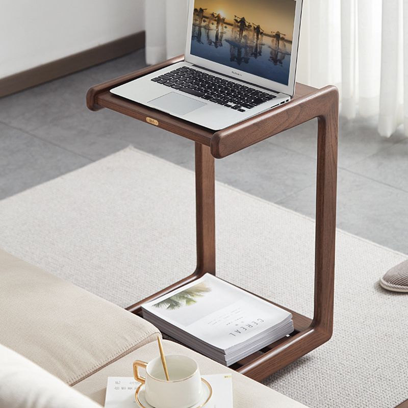 Contemporary End Table Solid Wood Brown Living Room Side Table