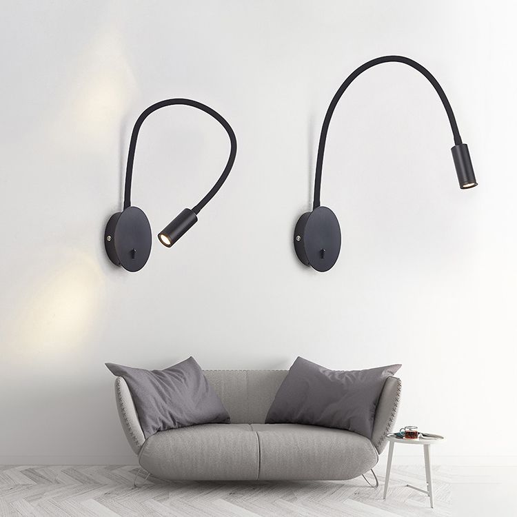 Modern Metallic Reading Lamp Household Wall Sconce Fixture with Adjustable Arm for Bedroom