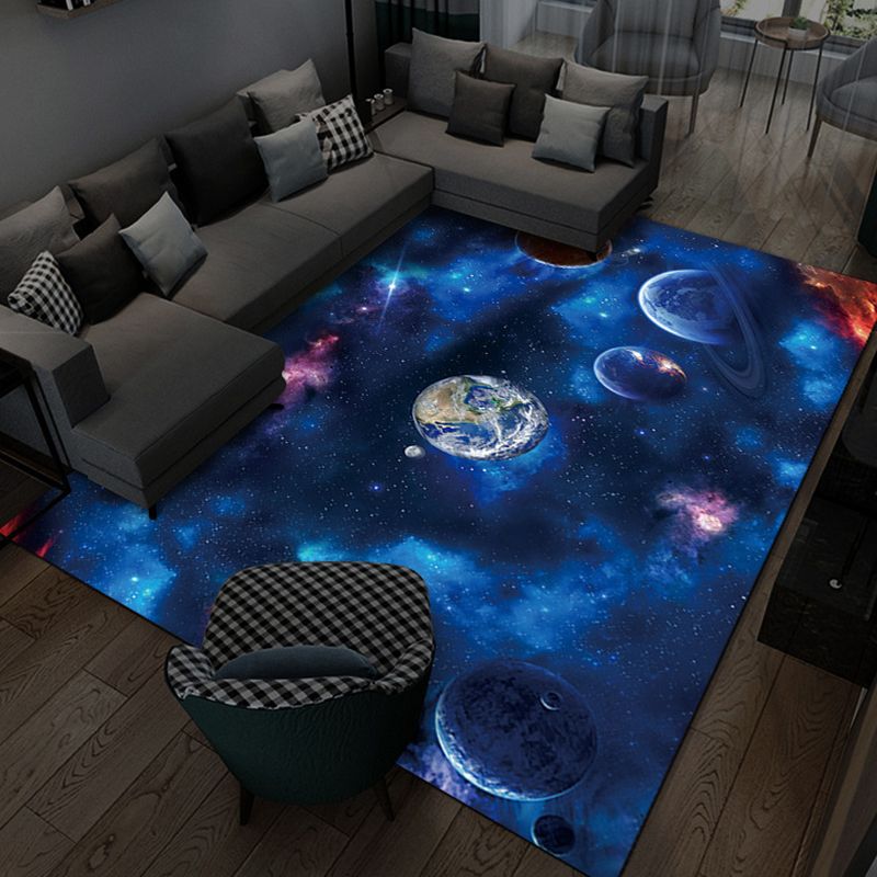 Modern Style Space Rug Living Room Carpet Polyester Washable Area Rug