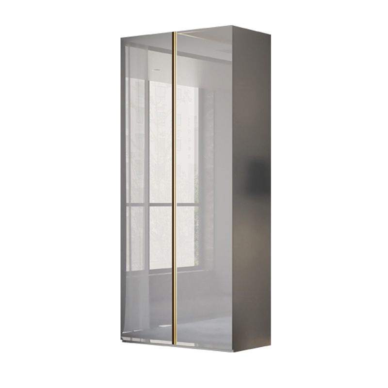 High Gloss Grey Storage Cabinet Modern Cabinet with Hinged Doors
