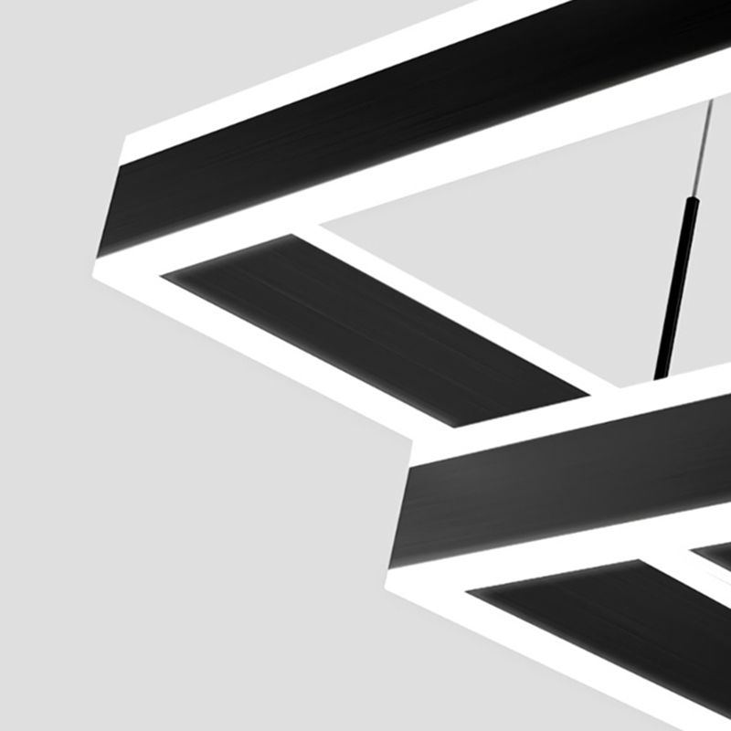 Modern Square Chandelier Light Fixtures Multi-Tier Hanging Pendant Lamps for Living Room