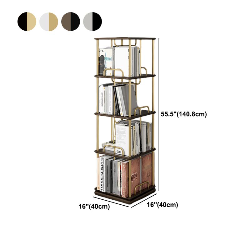 Glam Open Etagere Bücherregal Eisenrahmen Gummi -Holzregal -Bücherregal