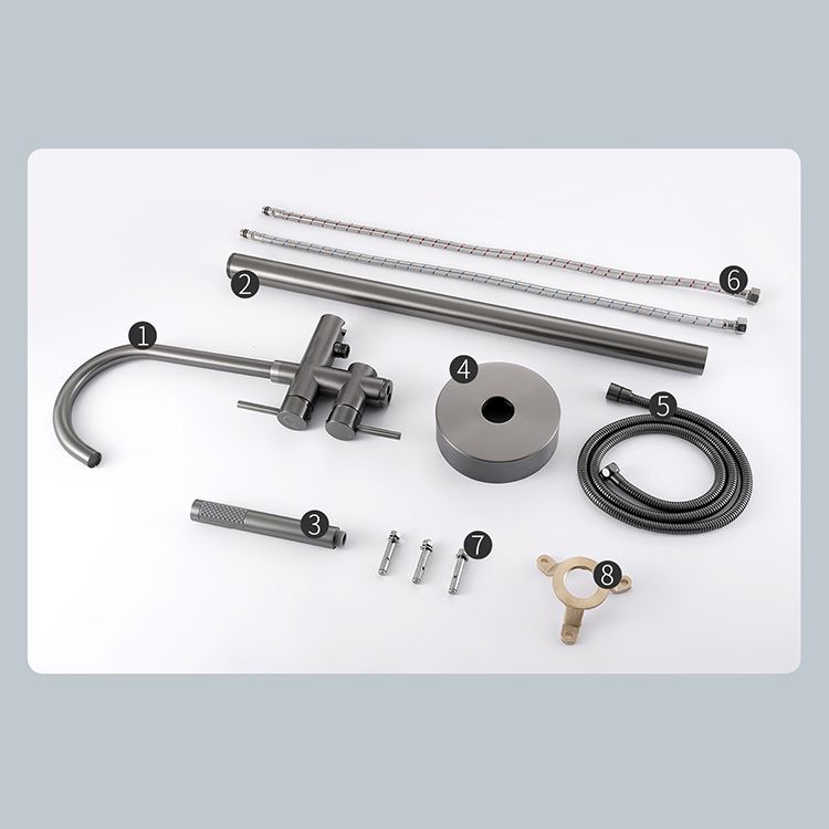Floor Mounted Metal Freestanding Tub Filler Two Handles Freestanding Tub Filler Trim