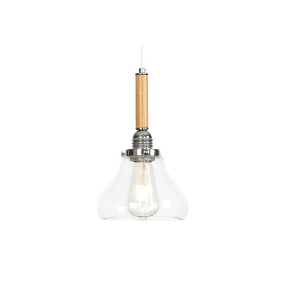 Globe/Cone/Small Bell Pendant Lighting Vintage Clear Glass 1 Licht Roségoud/Chrome hangende lamp met verstelbaar koord