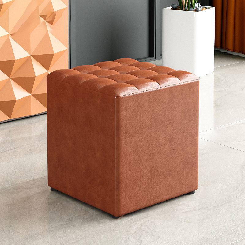 Simplicity Plain Ottoman Stool Water Resistant Genuine Leather Chair Ottoman