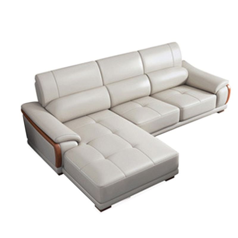 Nordic Style Sofa Bed Leather in Beige/grey/beige Cushioned Back Sofa