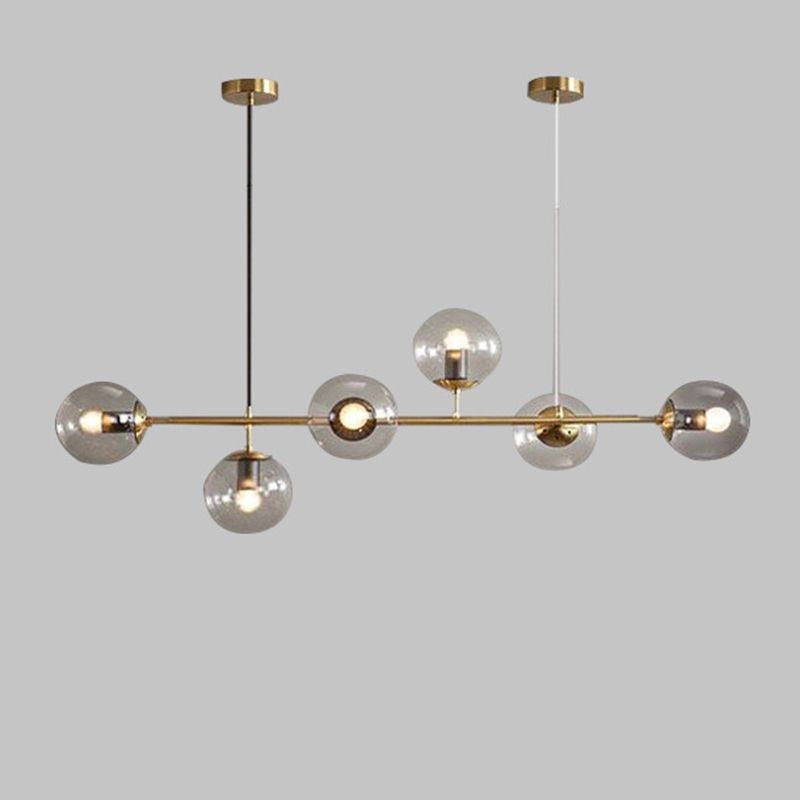 Spherical Hanging Light Fixture Simplicity Style Glass Island Chandelier Light for Dinning Room