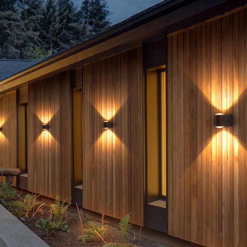 2 Light Geometric LED Wall Light Fixture Aluminum Wall Mounted Fixture in Black