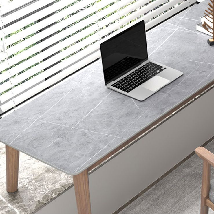 Slate Corner Writing Desk Solid Wood Legs for Bedroom Or Office Bay Window