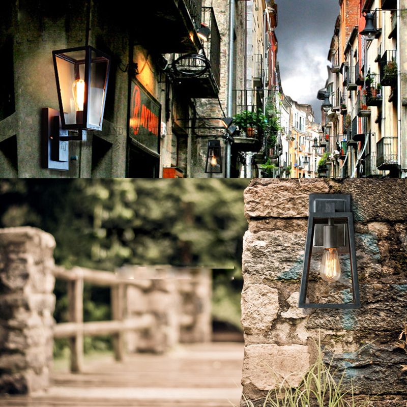 Trapezoid Wall Mounted Light Fixture Wall Light Lamp Sconce Glass 1-Light Lighting Sconce in Black