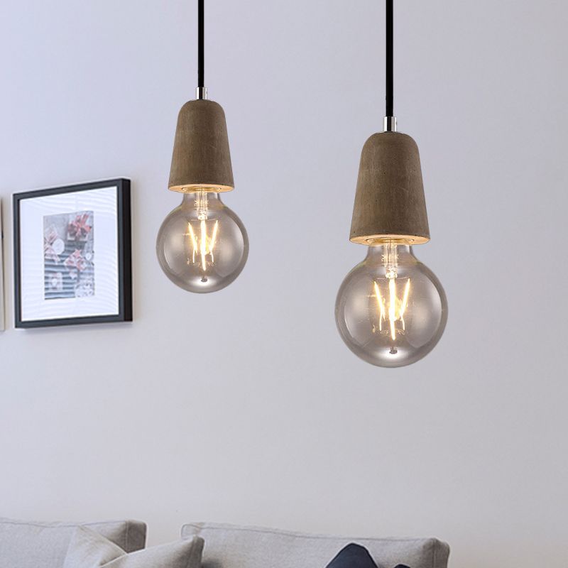 1 Testa Mini pendente a sospensione Luce vintage Blu/grigio Cemento a soffitto con lampadina aperta e cavo regolabile