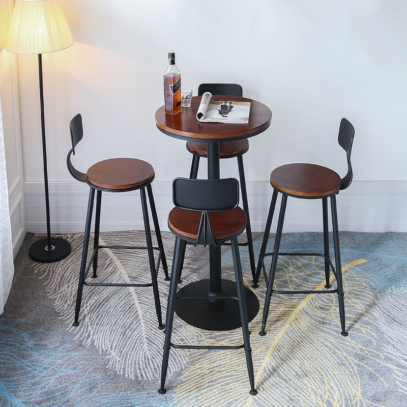 Industrial Solid Wood Bar Table Set 1/2/5 Pieces Fixed Bistro Set for Home Use