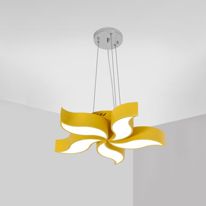 Bauhinia Like Chandelier Light Macaroon acrylique LED Yellow Suspension Éclairage