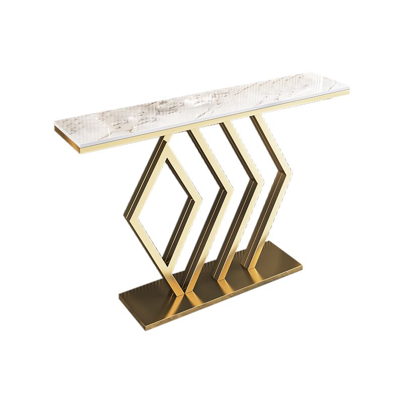Glam Stone Console Table Rectangle Console Sofa Table for Hall