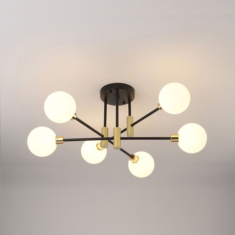 Contemporary Sphere Flush Light Fixture Glass Flush Mount Lights in Black