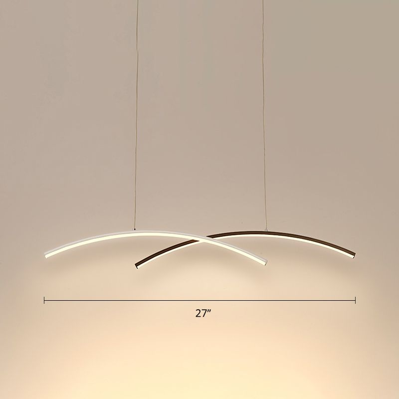 Black and White Arc Ceiling Lighting Simplicity LED Metal Hanging Island Light for Living Room