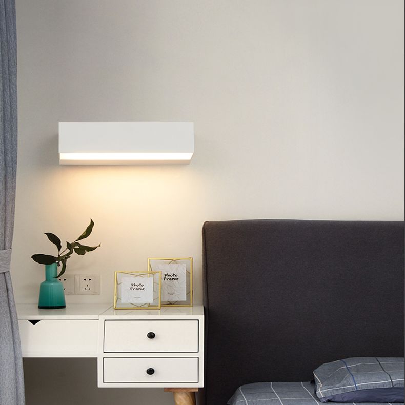 Modern Minimalist Style Rectangle Flush Mount Wall Sconce Aluminum 1 Light Wall Mount Light Fixture for Bedroom