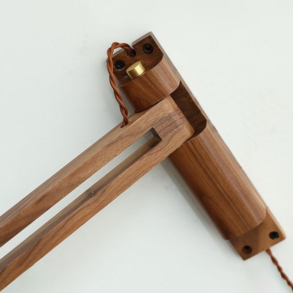 Brown 1-Light Wall Lamp in Modern Creative Style Wooden Cone Wall Light for Living Room