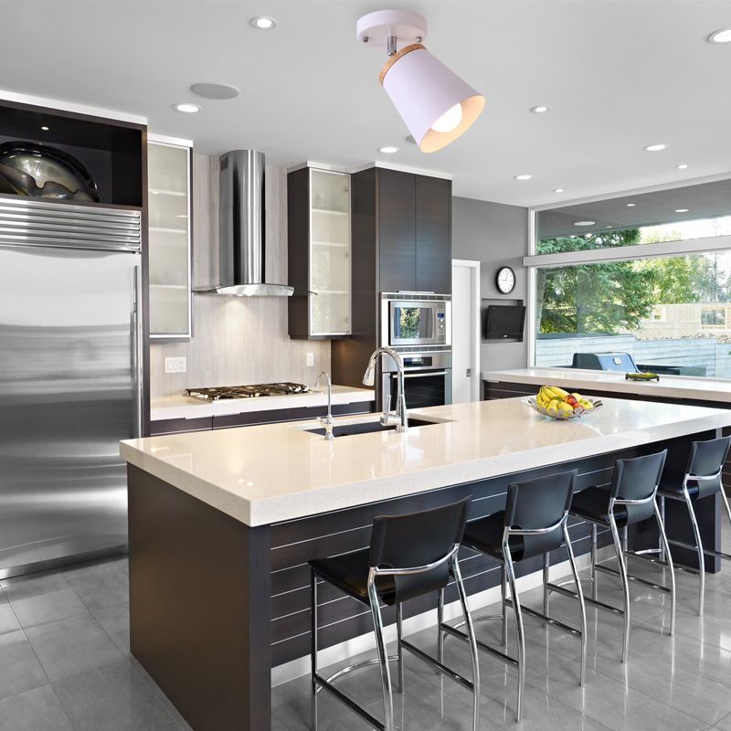 1/2/3-Bulb Semi Flush Light Modernism Tapered Shade Metal Rotatable Semi Flush Mount Light in White for Living Room