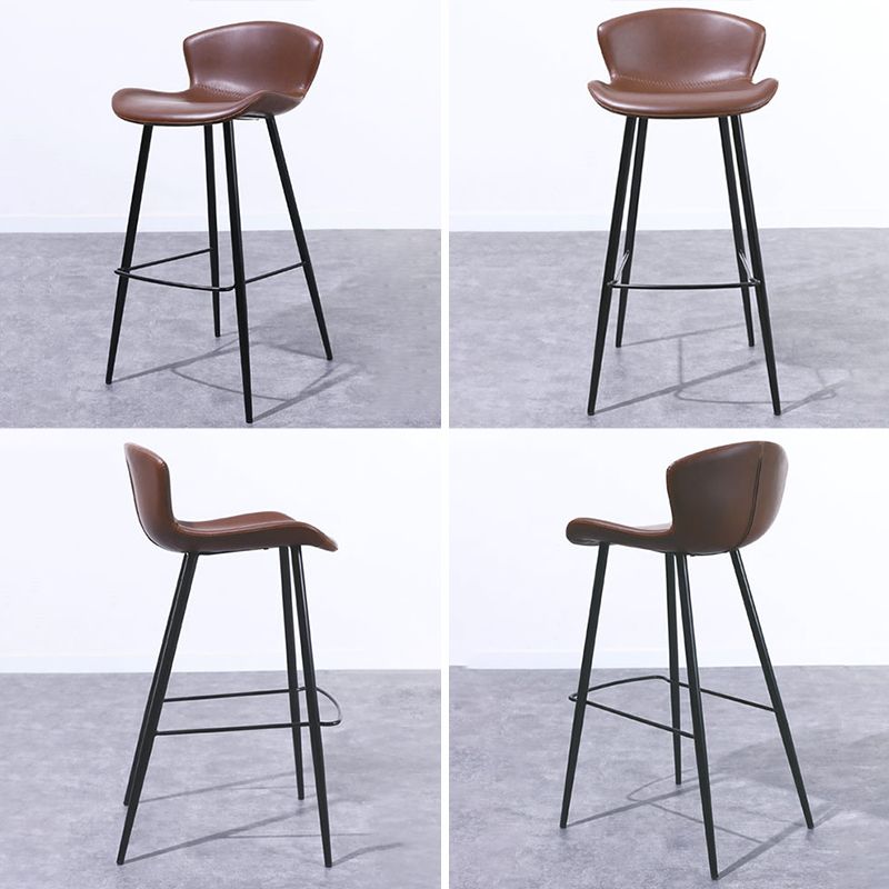 Modern Style Bar Stool Leather Backrest Counter Stool for Living Room