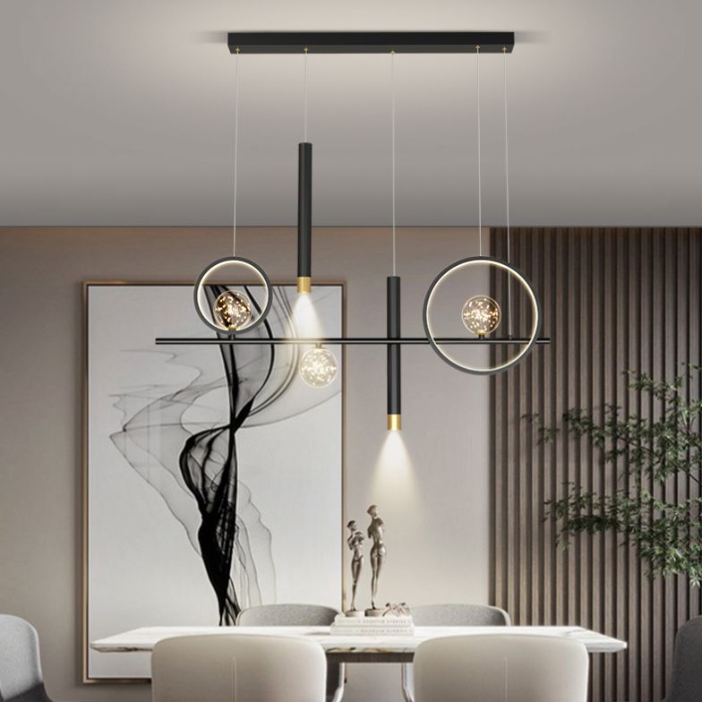 Idee per illuminazione dell'isola a led in metallo moderno lampada lampadario lineare per sala da pranzo