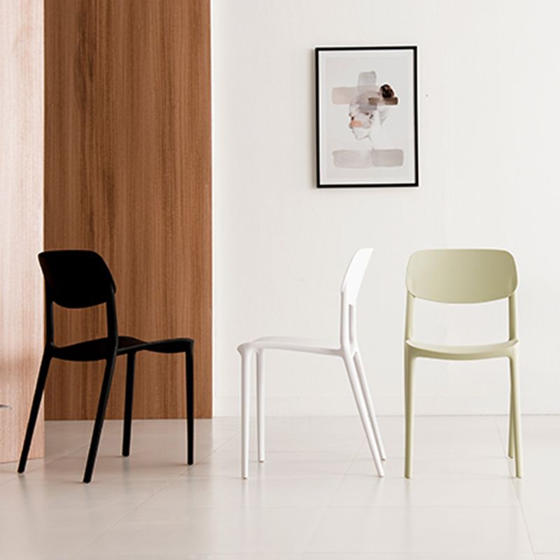 Glam Style Dining Room Chair Plastic Open Back Chair for Indoor