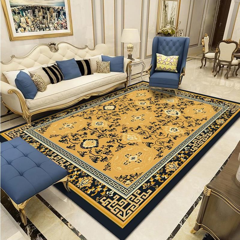 Modern European Carpet Medallion Printed Indoor Rug Polyester Stain Resistant Carpet for Living Room
