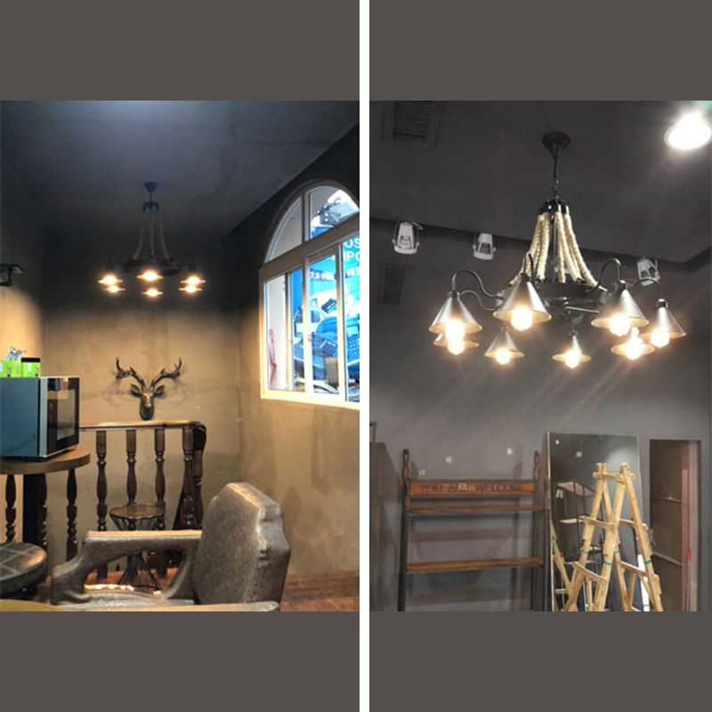 Luz de lámpara de araña cónica Ideas de iluminación de la isla de cuerda industrial para restaurante