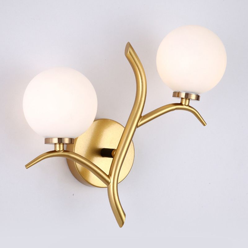 Modern Style Globe Wall Light Glass 2 Light Sconces for Bedroom