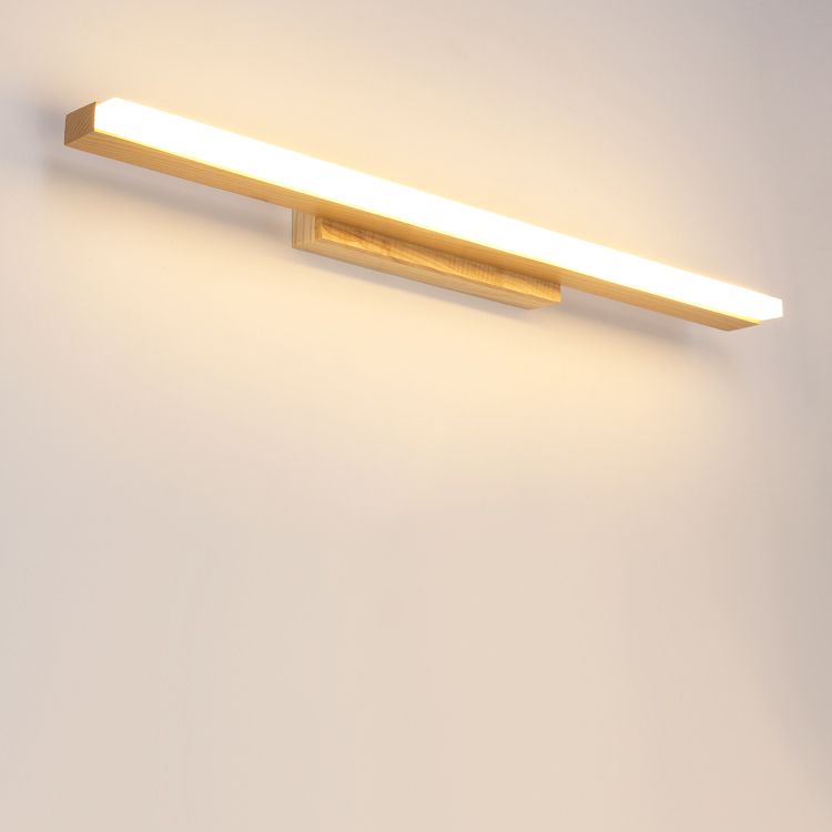 Nordic Natural Oak Vanity Sconce Fixture Simplicity Style Vanity Light in Acrylic Shade