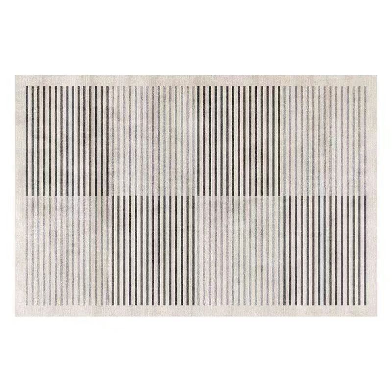 Gray Tone Stripe Rug Rectangle Stain Resistant Polyester Rug for Home Decor