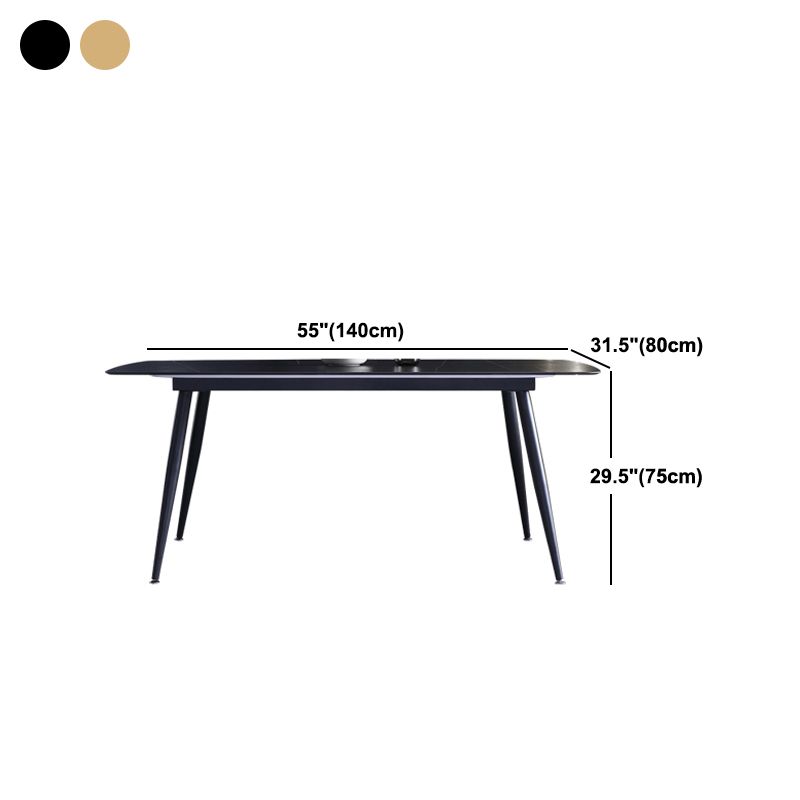 Rectangle Dining Table Industrial Stone Dining Table with 4 Legs