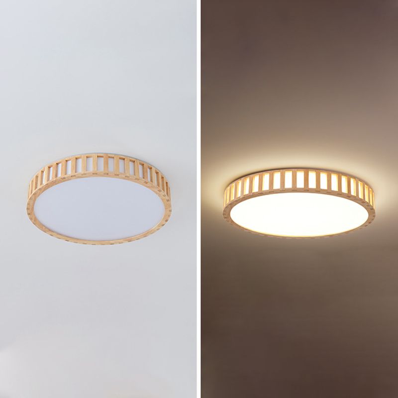 Bois 1-Flush léger Mount Ceiling Fixture Modern Style Drum Flush Mount Lamp for Living Room