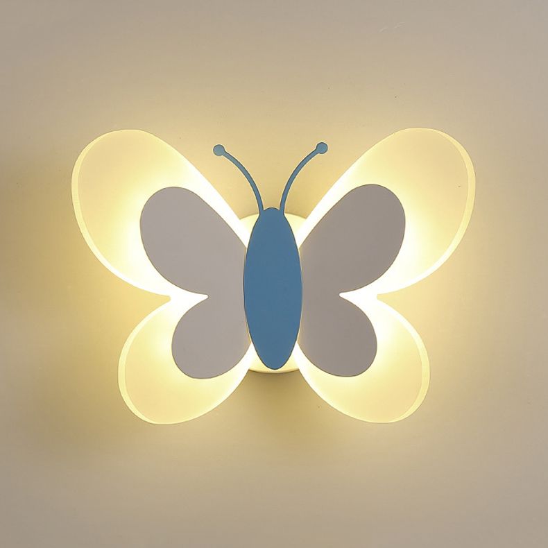 Metal Butterfly Shape Wall Light Kid Style 2 Lights Wall Mount Fixtures