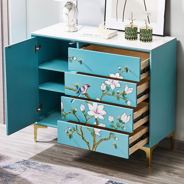 Glam Combo Dresser Horizontal Stone Storage Chest Dresser for Bedroom
