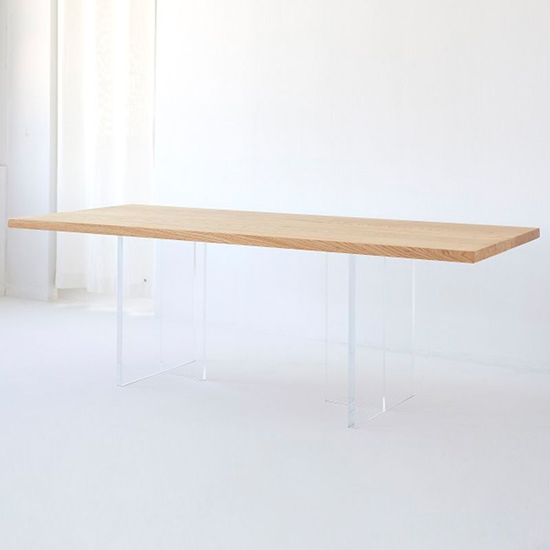 Double Pedestal Dining Table Simple Style Pine Solid Wood Dining Site Table